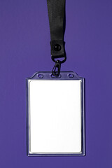 ID holder png, transparent mockup, black lanyard, flat lay design