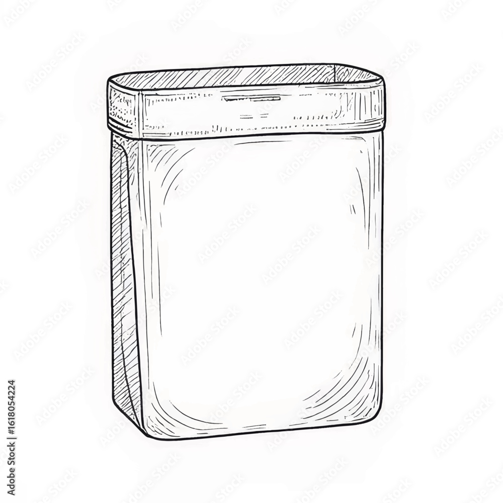 Aufkleber empty square container with lid in simple line-drawing style