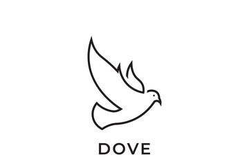 Dove silhouette logo, dove logo with outline style