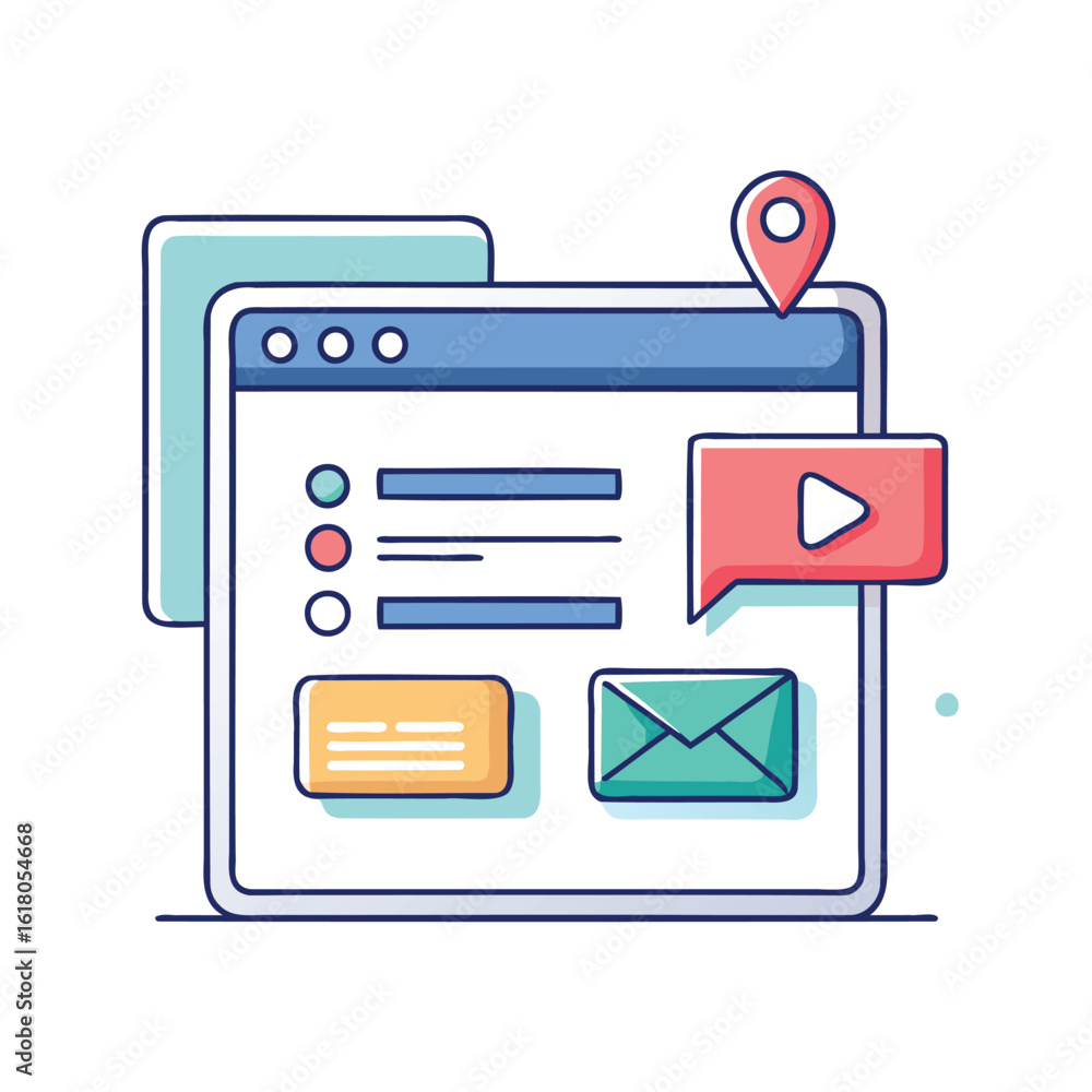 Poster digital interface with location and media icons