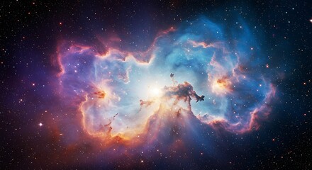 A stunning celestial collision between a spiral galaxy and an irregular nebula, igniting a vibrant starburst ring in the vastness of deep space.