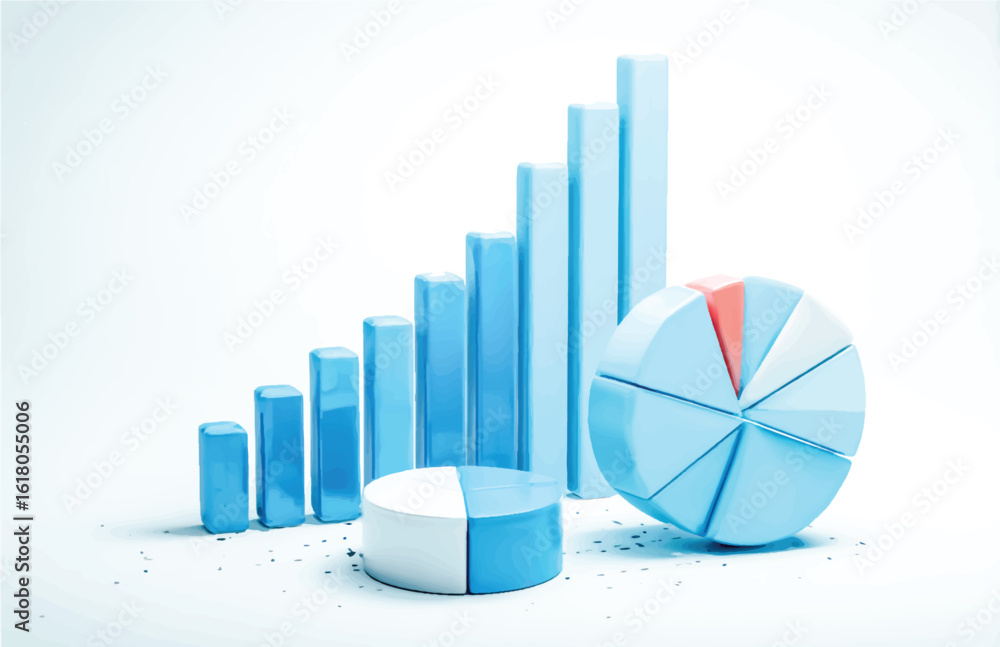 Aufkleber abstract business growth concept with bar chart and pie charts representing data analysis and financ