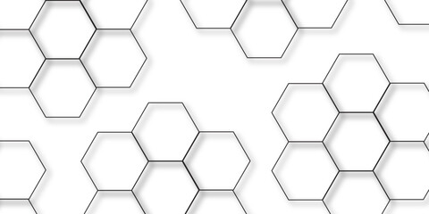 Abstract hexagon white background with shadow .white background Futuristic blue neon honeycombs. Modern technology design. Vector illustration.