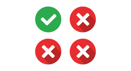 Green check mark and red cross mark icons for right and wrong choices