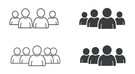 Group of People Icons Representing Teamwork Community and Social Connections