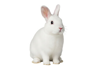 Fototapeta premium White rabbit with alert expression.