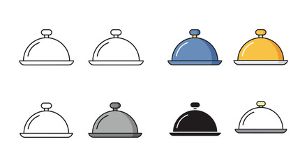 Collection of Food Dome Illustrations in Various Styles and Color Schemes