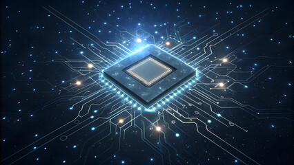 Glowing central processor with interconnected circuits and luminous points technology digital technology, background, new, latest, web, ai background, futuristic hud, cyber security, neural network
