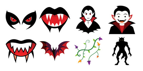 Halloween icons and symbols set with  and spooky elements
