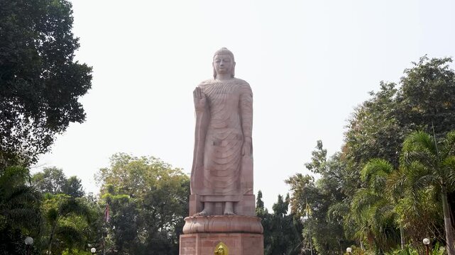 giant buddha sculpture captured from unique angle in daylight
