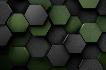 Stylish Honeycomb Design with Green and Black Hexagons for Modern Tiled Floor Decor Background