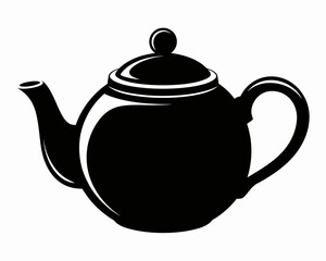 Elegant Black Teapot Silhouette Illustration Perfect for Tea Time and Beverage Concepts Simple Black and White Graphic Design