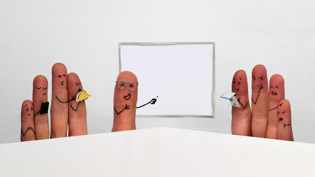 Humorous Finger Puppet Classroom with Copy Space