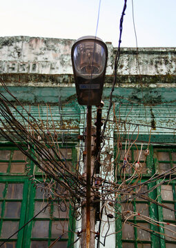 Electric wires in the street, Rangoon, Myanmar