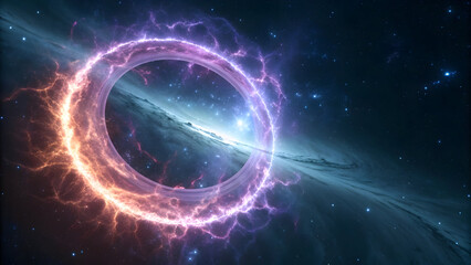 Cosmic vortex glowing with orange purple energy against starry nebula space stars technology, background, new, latest, web, ai background, futuristic hud, cyber security, neural network, data tech, ai