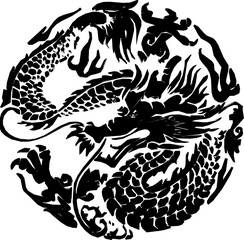 Vector design illustration ornament decoration interior decoration modern minimalist classic dragon vintage ethnic traditional rounded