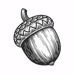Hand-Illustrated Acorn Sketch in Vintage Style for Nature Blogs, Gardening Websites, Educational Materials, and Environmental Awareness Articles  