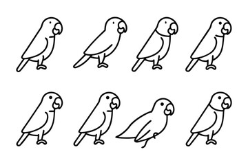 Parrot Illustration Set: A collection of stylized parrot illustrations in simple, clean lines, showcasing the charm and elegance of these tropical birds.