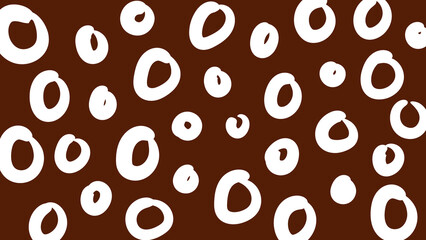 White Doodle Circles on Brown Background