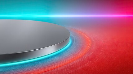 Futuristic Circular Platform with Glowing Neon Lights