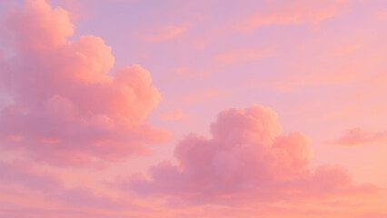 A serene sky filled with soft pink and purple clouds during sunset. The atmosphere is calm and peaceful, evoking a sense of tranquility.