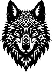 Fototapeta premium Tribal Wolf Head Silhouette vector 