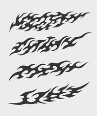 Black and white Tribal flames decal set, tribal flames tattoo set design