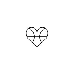 Heart Shape Basketball icon flat vector design.