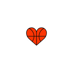Heart Shape Basketball icon flat vector design. 