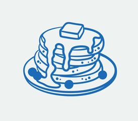 Hand-drawn pancakes. Line art, ink, minimalist style. Vector illustration. Food collection.