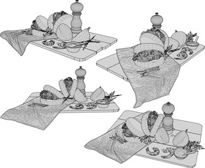 Vector illustration of processed seafood food design from processed sea fish