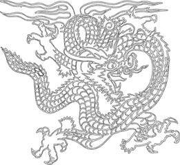 Vector design illustration ornament decoration interior decoration modern minimalist classic dragon vintage ethnic traditional rounded