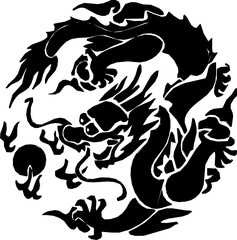 Vector design illustration ornament decoration interior decoration modern minimalist classic dragon vintage ethnic traditional rounded
