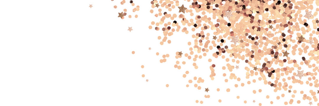 Rose gold confetti png festive email header transparent background