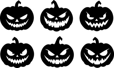 Obraz premium Spooky Jack-o'-Lantern Pumpkin Silhouette Bundle