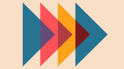 Overlapping Retro Colored Squares on Cream