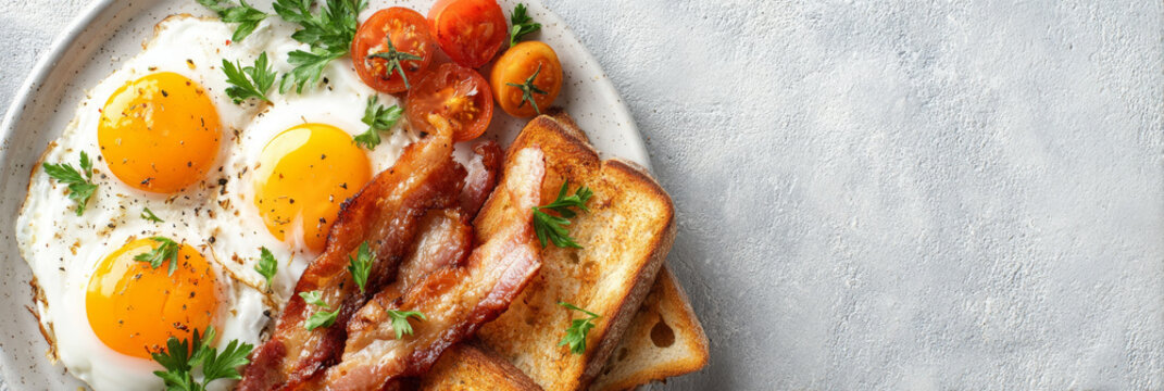 Bacon, egg, and toast make one delicious breakfast plate