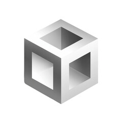 abstract cube 3d icon. isolated on transparent background png 