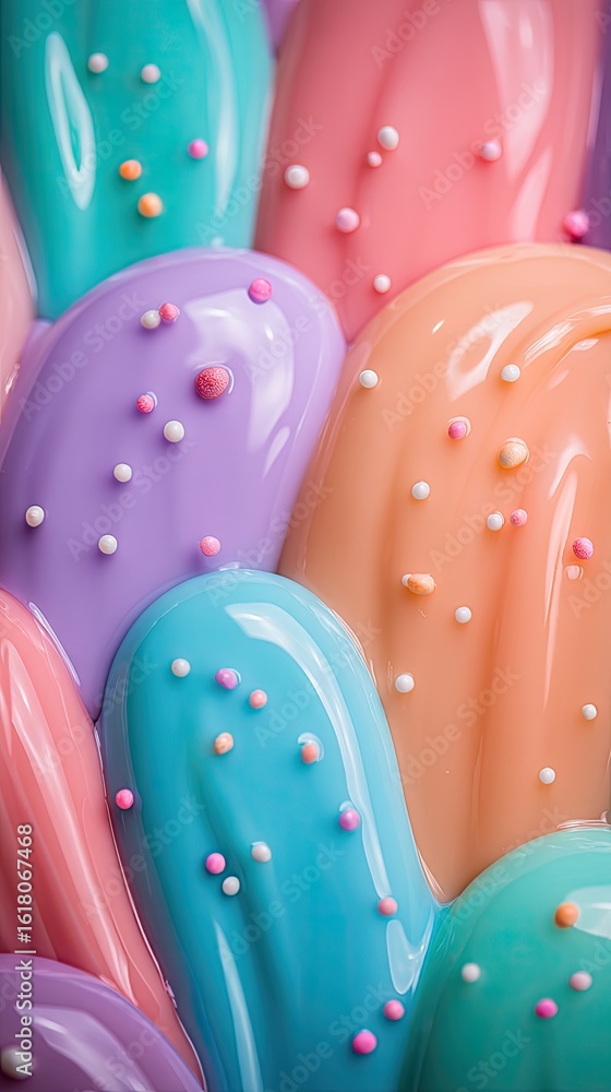 Poster glossy pastel 3d blobs with sprinkles texture