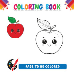 Coloring book for kids, Apple vector
