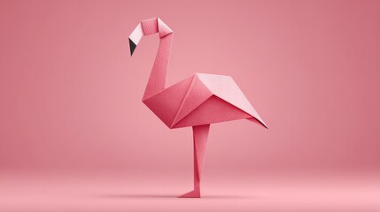 Handmade origami flamingo craft soft pink art japanese paper fold elegant animal display