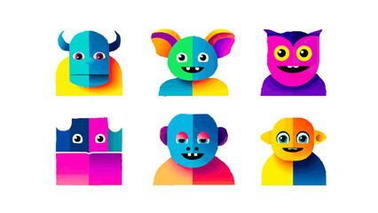 Isolate, vector icons, set of fabulous animals and characters and things, design element, creative style Origami, vector graphics for sites, landings, ads, web design