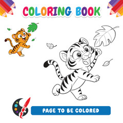 Coloring book for kids, Tiger vector