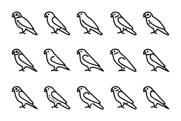 Bird icon set : A set of line art icons, featuring diverse bird illustrations perfect for use in graphic design, apps, and website.