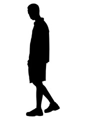 Man walking png silhouette, body gesture illustration, transparent background