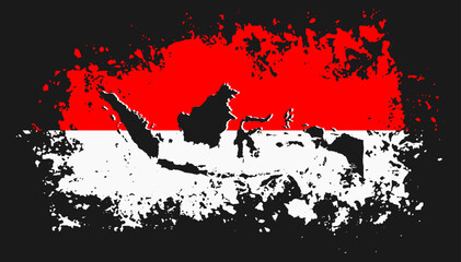 Map of Indonesia with the Indonesian flag and the Red and White flag in the background. With an abstract concept.