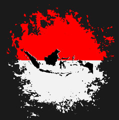 Map of Indonesia with the Indonesian flag and the Red and White flag in the background. With an abstract concept.