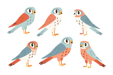 Illustration of Charming Birds: A delightful illustration showcases six adorable birds with a unique charm. The image features detailed artwork and vivid colors to enhance its appeal.