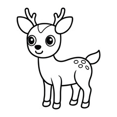 Cute baby deer coloring page illustration