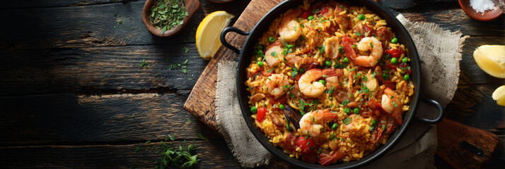 Seafood paella looks so delicious, inviting everyone to share this special dish